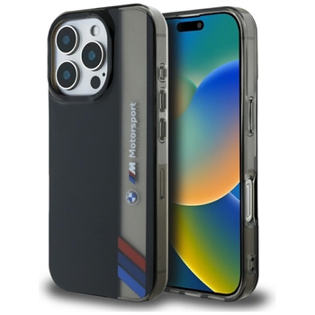 Oryginalne Etui BMW Motorsport IML Vertical Stripe do Iphone 16 Pro Max czarny