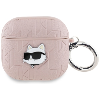 Oryginalne Etui KARL LAGERFELD Monogram Choupette Head do AirPods 4 różowy