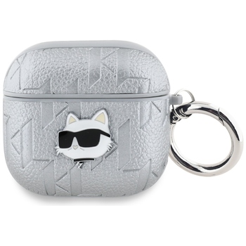 Oryginalne Etui KARL LAGERFELD Monogram Choupette Head do AirPods 4 srebrny