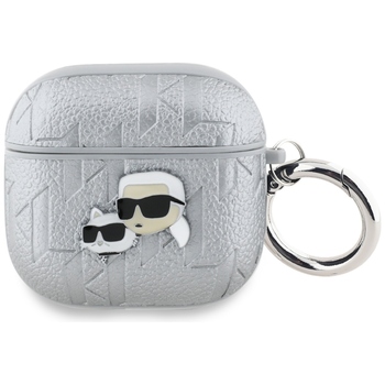 Oryginalne Etui KARL LAGERFELD Monogram Karl & Choupette Head do AirPods 4 srebrny