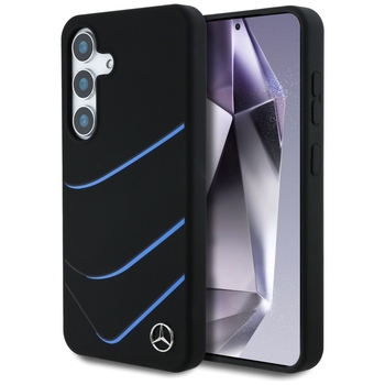 Oryginalne Etui MERCEDES Silicone Contrasted Curves MagSafe do Samsung Galaxy S25 czarny