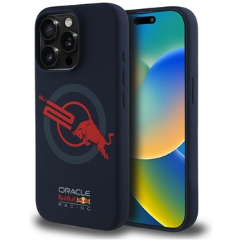 Oryginalne Etui RED BULL HC Silicone ORBR20 Logo Red Lining Magsafe do Iphone 15 Pro granatowy