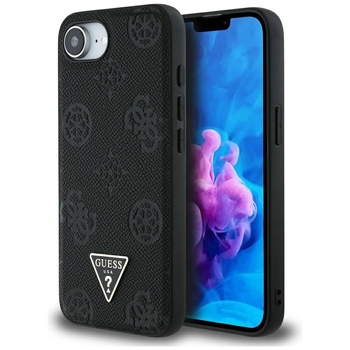 Oryginalne Etui GUESS Grained Hot Stamp Peony Triangle Logo MagSafe do Iphone 17e/16e czarny