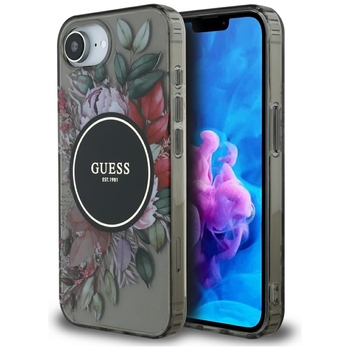Oryginalne Etui GUESS IML Flowers MagSafe do Iphone 17e/16e czarny