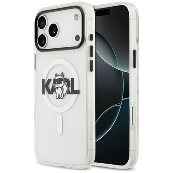 Oryginalne Etui KARL LAGERFELD IML Choupette Sketch Logo Magsafe do Iphone 17 Pro Max przezroczysty