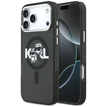 Oryginalne Etui KARL LAGERFELD IML Glitter Karl & Choupette Sketch Logo Magsafe do Iphone 17 Pro Max czarny