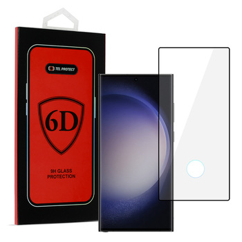 Hartowane szkło Tel Protect Full Glue 6D do SAMSUNG GALAXY S23 ULTRA CZARNE (z wycięciem na czytnik)