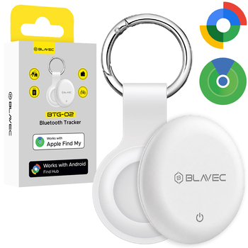 Blavec Lokalizator GPS Tag BTG-02 - Bluetooth Tracker Dual Apple & Android + etui brelok (BTBTG02-KW) biały