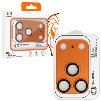 Hartowane szkło Tel Protect 95% AR+AF Full Metal Camera Protector na aparat do Iphone 17 Pro Max pomarańczowe (wyspa)