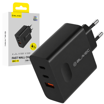 Blavec Ładowarka sieciowa BC-11 GaN - USB + 2xTyp C - QC PD 65W 3A (TCBC11G-U2CB653A) czarna