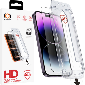 Hartowane szkło Tel Protect Dust-Free Easy Fit Full Glue 6D do Iphone 14 Pro czarne