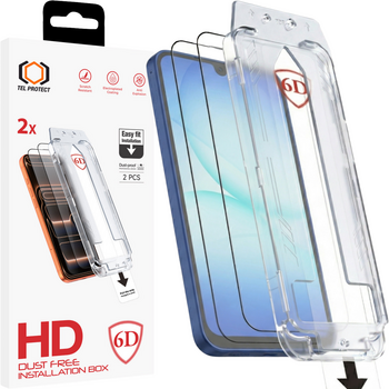 Hartowane szkło Tel Protect Dust-Free Easy Fit Full Glue 6D do Samsung Galaxy A16/A17 4G/5G czarne - 2 sztuki