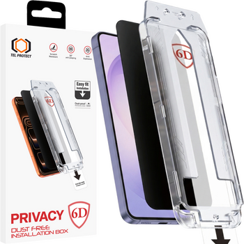 Hartowane szkło Tel Protect Dust-Free Easy Fit Privacy Full Glue 6D do Samsung Galaxy S25 Ultra czarne (with fingerprint unlock)