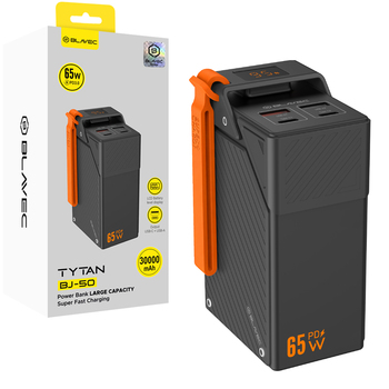 Blavec Power Bank 30000mAh BJ-50 Tytan 65W - 2x Typ C + 2x USB-A (PBBJ50B) czarny