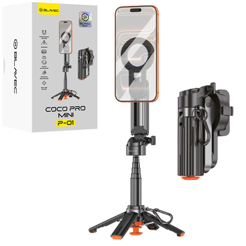 Blavec Selfie Stick Aluminium Coco PRO Mini P-01 Magsafe Auto pop quadripod + pilot + mocowanie 0,48 metra (SSCPMP01-MQHB048) czarny