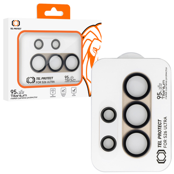 Hartowane szkło Tel Protect 95% AR+AF Full Metal Camera Protector na aparat do Samsung Galaxy S26 Ultra złote (wyspa)
