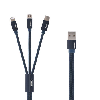 REMAX Kabel Kerolla RC-094th 3 w 1 - USB na Micro USB, Typ C, Lightning - Niebieski