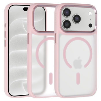 Liavec Cloudy Case with Metal Camera Frame do Iphone 18 Pro Max/17 Pro Max różowy (Camera Control Button)