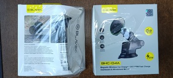 Blavec Car holder BHC-04A Qi2.2 25W magnetic with induction charging to windshield and dashboard (BHC04A-MWIB) black (damaged packaging)