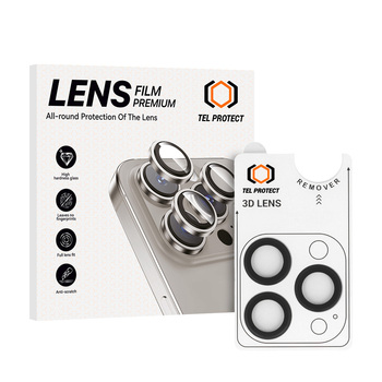 Hartowane szkło Tel Protect 3D Lens na aparat do Iphone 18 Pro/18 Pro Max czarne (obiektyw 3 sztuki)