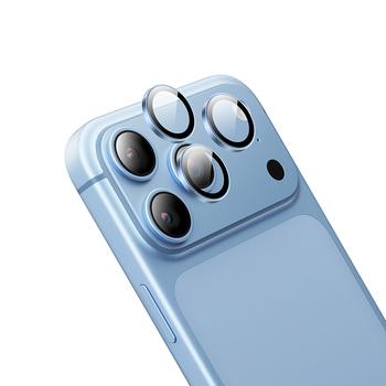 Borofone Hartowane szkło BF14 3D Metal Frame na aparat do Iphone 18 Pro/18 Pro Max jasnoniebieskie