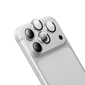Borofone Hartowane szkło BF14 3D Metal Frame na aparat do Iphone 18 Pro/18 Pro Max srebrne