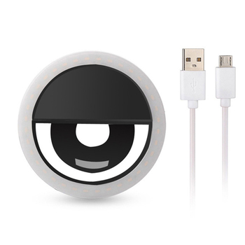 Lampa pierścieniowa do zdjęć selfie czarna + kabel USB na Micro USB
