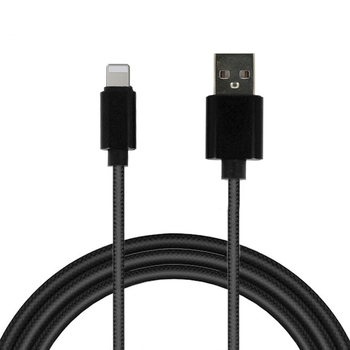 Kabel TYP 1 - USB na Lightning - metalowe końcówki QC 3.0 1 metr czarny