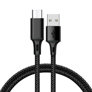 Kabel TYP 2 - USB na Micro USB - metalowe końcówki QC 3.0 1 metr czarny
