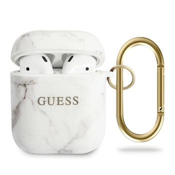 Oryginalne Etui GUESS AirPods Cover Marble Collection GUACA2TPUMAWH białe