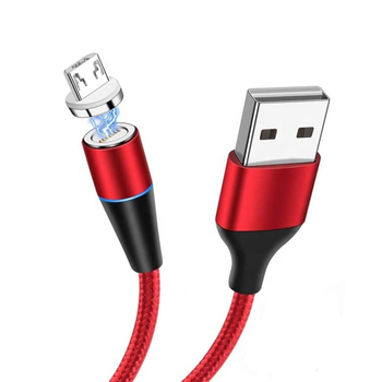 Kabel Magnetyczny TYP 2 - USB na Micro USB - rozpinane złącze 3A 1 Metr CZERWONY