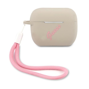Oryginalne Etui GUESS AirPods Pro Cover Silicone Vintage GUACAPLSVSGP szaro-różowy