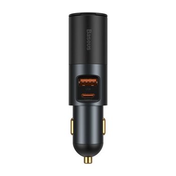 Baseus Ładowarka samochodowa Share Together - USB + Typ C + gniazdo zapalniczki - QC 4.0+ PD 3.0 120W (CCBT-C0G) szara