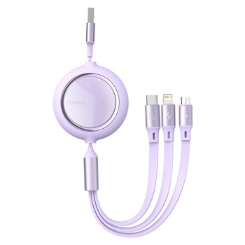 Baseus Kabel Bright Mirror 3 w 1 - USB na Micro USB, Lightning, Typ C - 66W 1,2 metra (CAMLC-MJ05) fioletowy