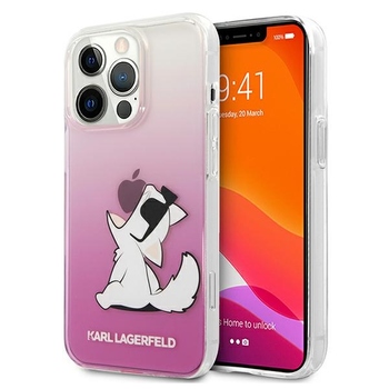 Oryginalne Etui KARL LAGERFELD Choupette Fun Hard Case KLHCP13LCFNRCPI do Iphone 13 Pro Różowy wzór 1