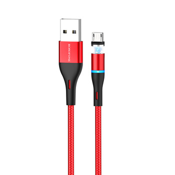 Borofone Kabel BU16 Skill magnetyczny - USB na Micro USB - 2,4A 1,2 metra czerwony