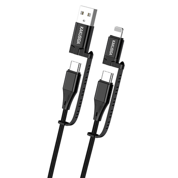 KAKU Kabel KSC-654 Tuojie 4 w 1 - USB + Typ C na Typ C + Lightning - 1,2 metra czarny