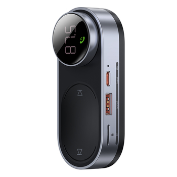 Baseus Transmiter FM Solarny Bluetooth 5.0 MP3 - USB + micro SD + jack 3,5mm - zestaw głośnomówiący, na szybę (CDMP000001) Czarny