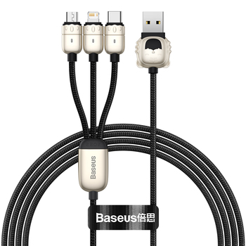 Baseus Kabel Year of the Tiger 3 w 1 - USB na Typ C, Lightning, Micro USB - 3,5A 1,2 metra (CASX010001) czarny