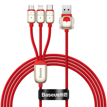 Baseus Kabel Year of the Tiger 3 w 1 - USB na Typ C, Lightning, Micro USB - 3,5A 1,2 metra (CASX010009) czerwony