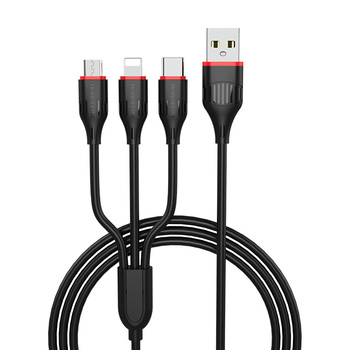 Borofone Kabel BX17 Enjoy 3 w 1 - USB na Typ C, Micro USB, Lightning - 2,4A 1 metr czarny
