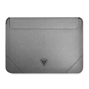 Oryginalna Torba na Laptop GUESS Sleeve Saffiano Triangle Logo GUCS16PSATLG 16 cali srebna