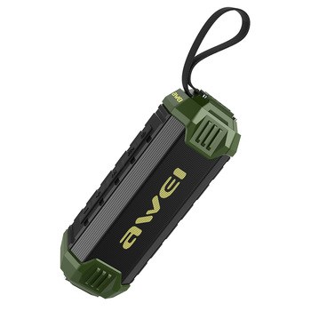 Awei Głośnik Bezprzewodowy Bluetooth Y280 wodoodporny IPX4 z radiem Czarno-zielony