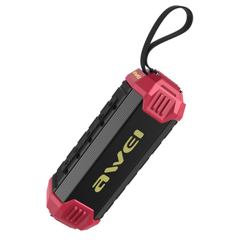 Awei Głośnik Bezprzewodowy Bluetooth Y280 wodoodporny IPX4 z radiem Czarno-czerwony