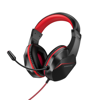 Borofone Słuchawki nauszne BO104 Phantom gamingowe z mikrofonem czarno-czerwone