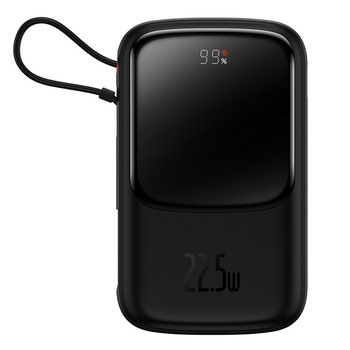 Baseus Power Bank 10000mAh Qpow Pro - USB + Typ C - QC 22,5W z kablem Typ C (PPQD020101) czarny