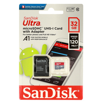 Karta pamięci micro SDHC SANDISK ULTRA  A1 - 32GB 120MB/s Class 10 UHS-I + adapter