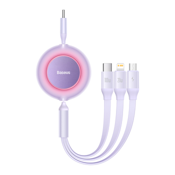 Baseus Kabel Bright Mirror 2 3 w 1 - Typ C na Micro USB, Lightning, Typ C - 100W 1,1 metra (CAMJ010205) fioletowy