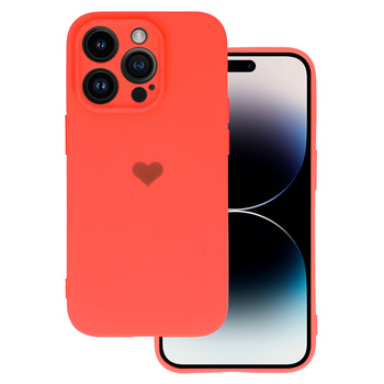 Vennus Silicone Heart Case for Iphone 14 Pro design 1 coral