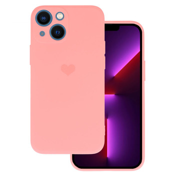 Vennus Silicone Heart Case for Iphone 14 Plus design 1 pink